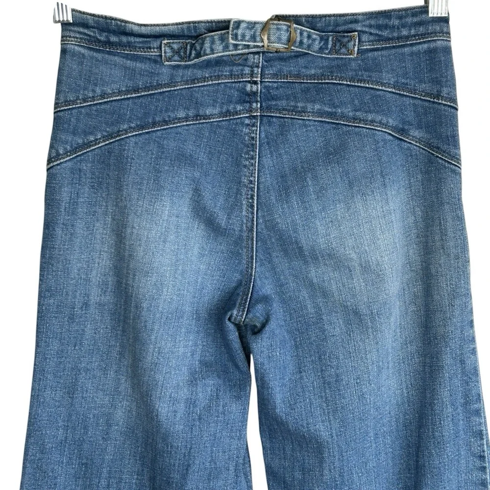 Free People Buckle Back Sailor Wide Leg Jeans 24 Boho Indie Retro Nautical Prepp